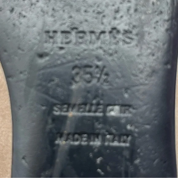 HERMES Beige Suede Leather Mules Flats Slip On Shoes Sz 35 1/2 - Picture 7 of 7